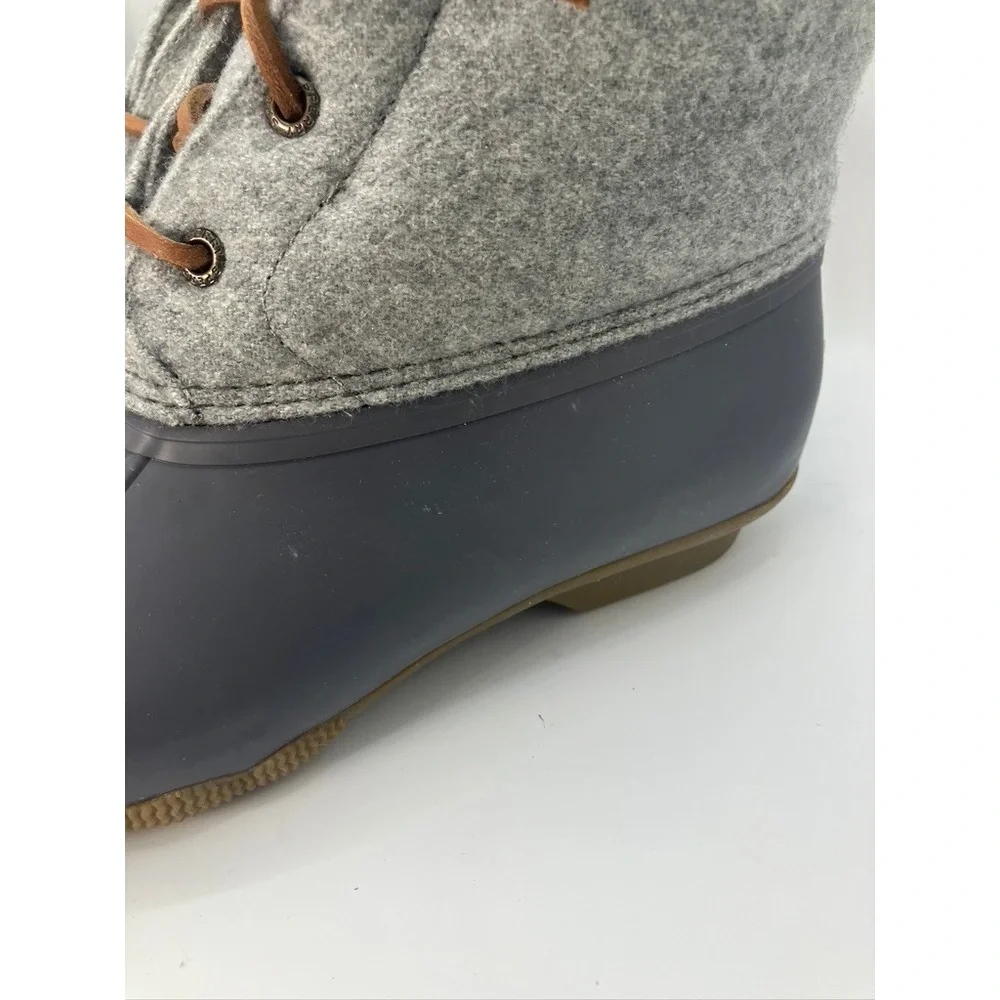 Sperry Saltwater Duck Boots Womens 10 Grey Wool Blend STS82475